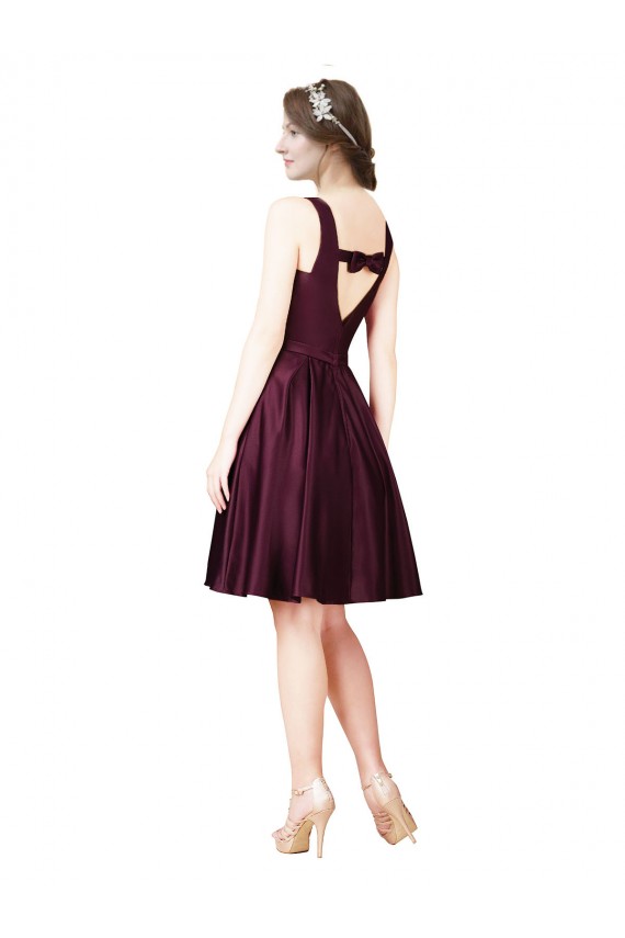 Affordable Sleeveless Bateau Neck Satin Knee Length Prom Dress Canada