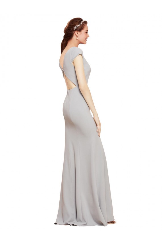 Affordable Sleeveless Boat Neck Stretch Crepe Dark Navy Long Prom Dress Canada