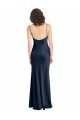 Affordable Sleeveless Cowl Neck Stretch Satin Dark Navy Long Black Tie Prom Dress Canada