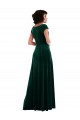Affordable Cap Sleeves Cowl Neck Stretch Velvet Dark Green Long Black Tie Prom Dress Canada