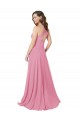 Affordable Sleeveless Halter Neck Soft Chiffon Skin Pink Long Prom Dress Canada