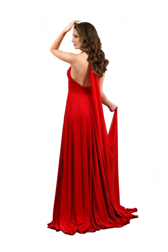 Affordable Sleeveless Halter Neck Spandex Red Long Prom Dress Canada