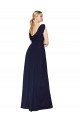 Affordable Sleeveless High Neck Soft Chiffon Dark Navy A-Line Long Prom Dress Canada