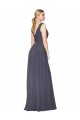 Affordable Sleeveless High Neck Soft Chiffon Dusty Blue Long Prom Dress Canada