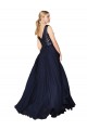 Affordable Sleeveless High Neck Soft Chiffon & Sequin Dark Navy Long Prom Dress Canada
