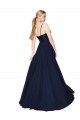 Affordable Sleeveless Spaghetti Straps Soft Chiffon & Sequin Dark Navy Long Prom Dress Canada