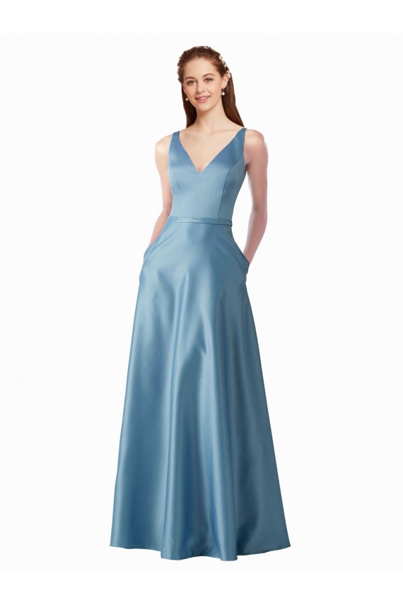 Affordable Sleeveless High Neck Satin Long Black Tie Prom Dress Canada