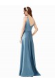Affordable Sleeveless High Neck Satin Long Black Tie Prom Dress Canada