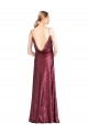 Affordable Sleeveless High Neck Sequin Burgundy Long Prom Dress Canada