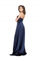 Affordable Sleeveless High Neck Silky Satin Sapphire Long Prom Dress Canada