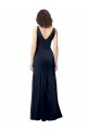 Affordable Sleeveless High Neck Stretch Crepe Dark Navy A-Line Long Prom Dress Canada