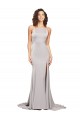 Affordable Sleeveless High Neck Stretch Satin Sweep Train Prom Dress Canada