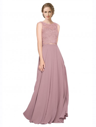 Affordable Sleeveless Illusion Neck Soft Chiffon & Lace Long Black Tie Prom Dress Canada