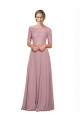 Affordable Short Sleeves Off the Shoulder Soft Chiffon & Lace Long Prom Dress Canada