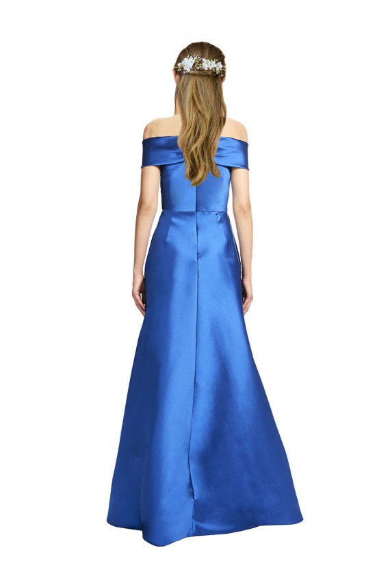 Affordable Sleeveless Off the Shoulder Satin Long Black Tie Prom Dress Canada