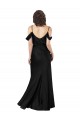 Affordable Sleeveless Off the Shoulder Silk like Satin Black Long Low Back Prom Dress Canada