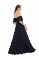 Affordable Sleeveless Off the Shoulder Soft Chiffon Dark Navy Long Prom Dress Canada
