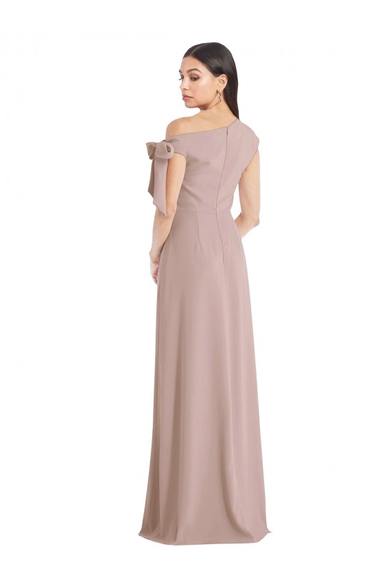 Affordable Sleeveless Off the Shoulder Stretch Crepe Dusty Pink Long Prom Evening Dress Canada
