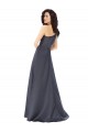 Affordable Sleeveless One Shoulder Satin Slate Grey Long Prom Dress Canada