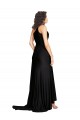 Affordable Sleeveless One Shoulder Silky Satin Black Long Black Tie Prom Dress Canada