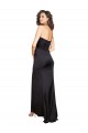 Affordable Sleeveless One Shoulder Silky Satin Black Long Prom Dress Canada