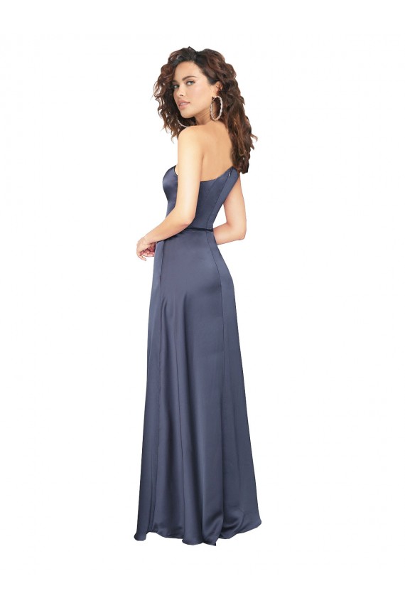 Affordable Sleeveless One Shoulder Silky Satin Dusk Long Prom Dress Canada