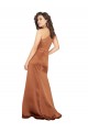 Affordable Sleeveless One Shoulder Silky Satin Orange Long Prom Dress Canada