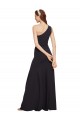 Affordable Sleeveless One Shoulder Stretch Crepe Dark Navy A-Line Long Prom Dress Canada