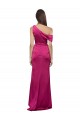 Affordable Sleeveless One Shoulder Stretch Satin Fuchsia Long Prom Dress Canada