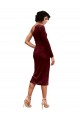 Affordable Long Sleeves One Shoulder Stretch Velvet Burgundy Midi Length Black Tie Prom Dress Canada