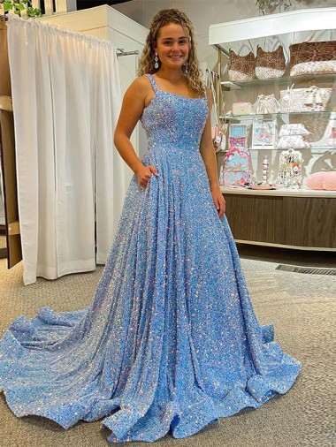 Affordable Sleeveless Scoop Neck Velvet Sequin Court Train Prom Dress Canada