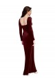 Affordable Long Sleeves Square Neck Stretch Velvet Burgundy Long Prom Dress Canada