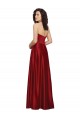 Affordable Sleeveless Strapless Satin Dark Red Long Prom Dress Canada