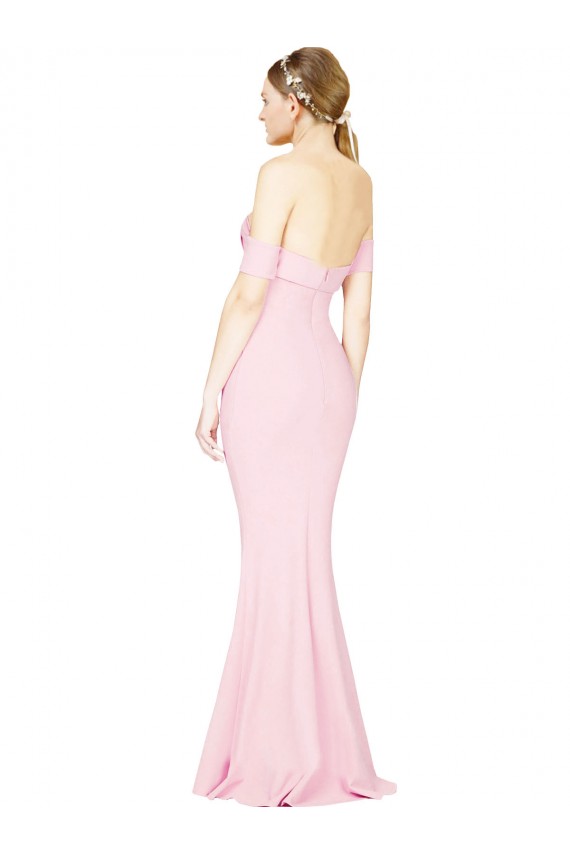 Affordable Sleeveless Strapless Stretch Crepe Pink Long Low Back Evening Prom Dress Canada