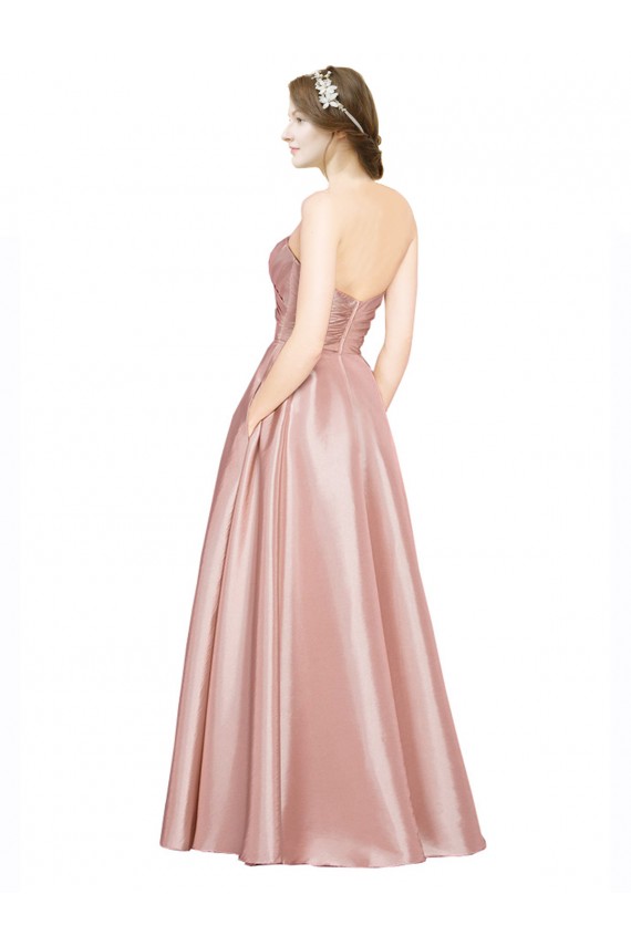 Affordable Sleeveless Strapless Stretch Satin Long Black Tie Prom Dress Canada