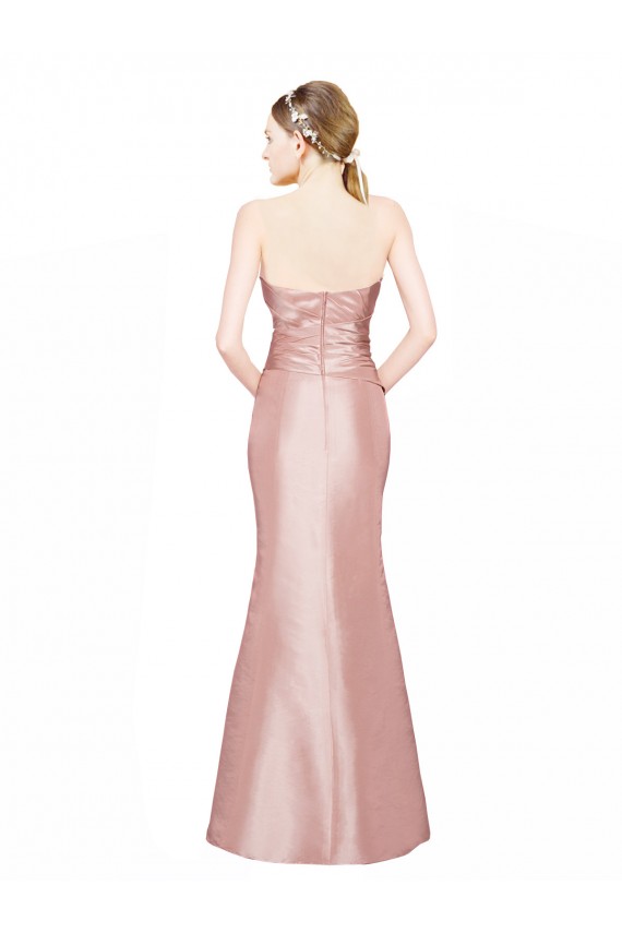 Affordable Sleeveless Strapless Stretch Satin Long Prom Dress Canada