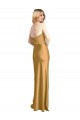 Affordable Sleeveless Strapless Stretch Satin Gold Long Prom Dress Canada
