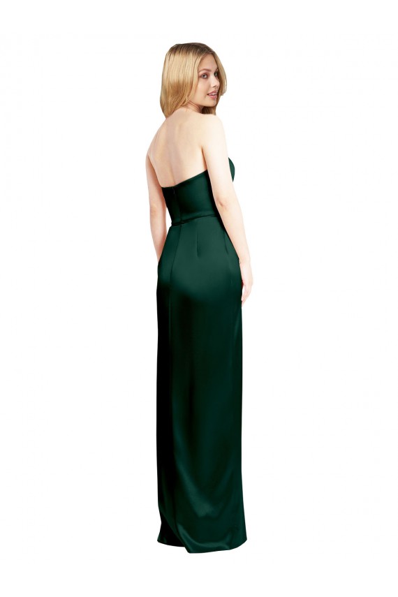 Affordable Sleeveless Strapless Stretch Satin Hunter Long Prom Dress Canada