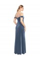 Affordable Sleeveless Strapless Stretch Velvet Dusty Blue Long Prom Dress Canada