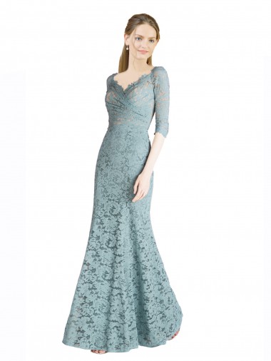 Affordable Half Sleeves Sweetheart Lace Long Prom Dress Canada