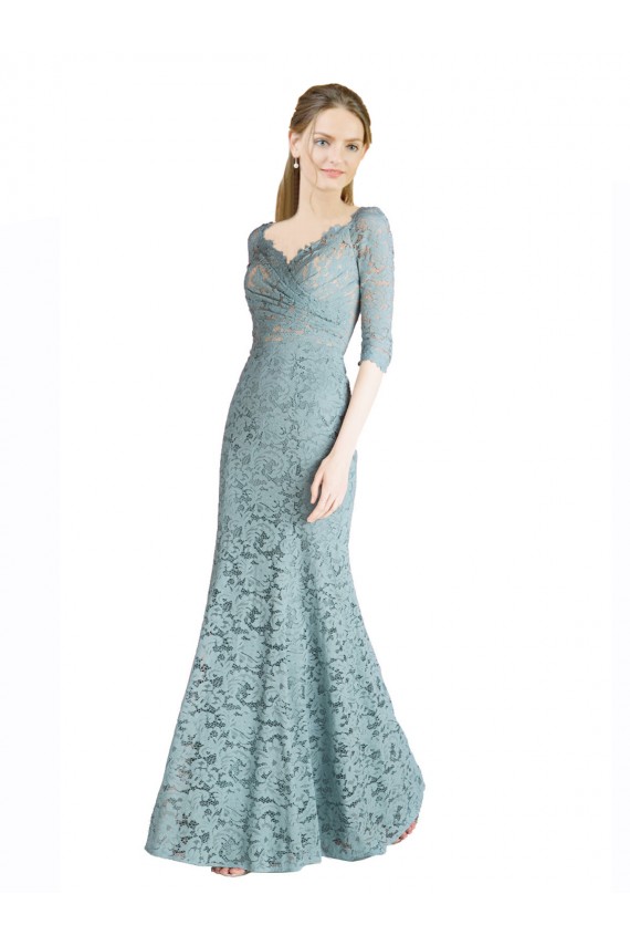 Affordable Half Sleeves Sweetheart Lace Long Prom Dress Canada