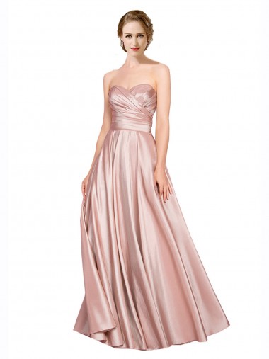 Affordable Sleeveless Strapless Stretch Satin Long Black Tie Prom Dress Canada