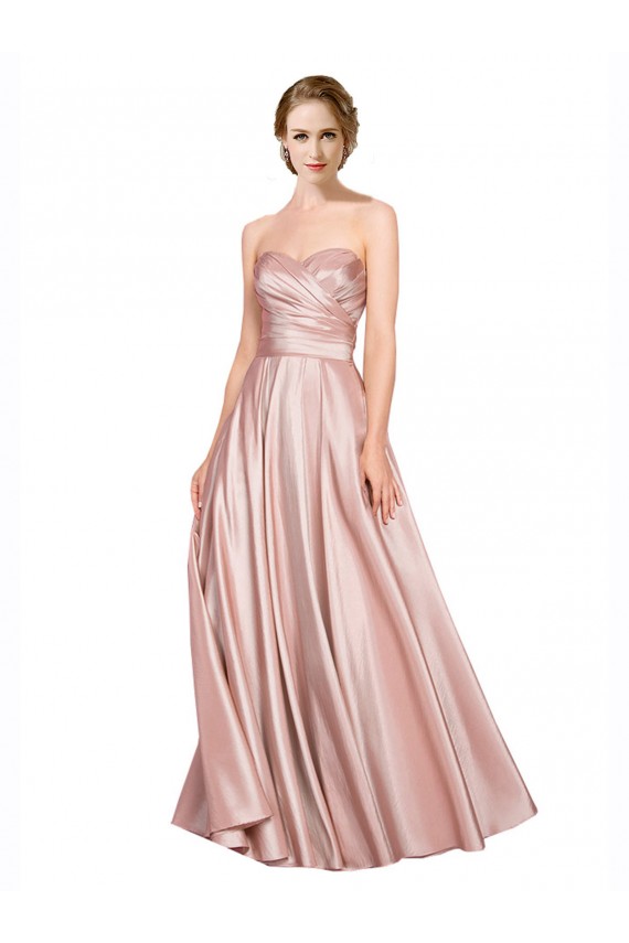 Affordable Sleeveless Strapless Stretch Satin Long Black Tie Prom Dress Canada