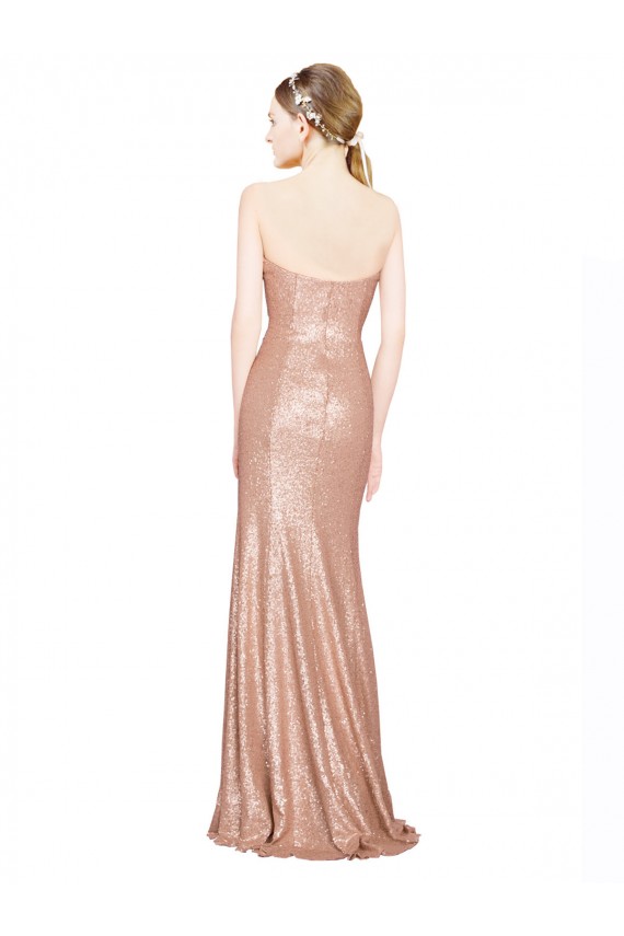 Affordable Sleeveless Sweetheart Sequin Rose Gold Long Prom Dress Canada