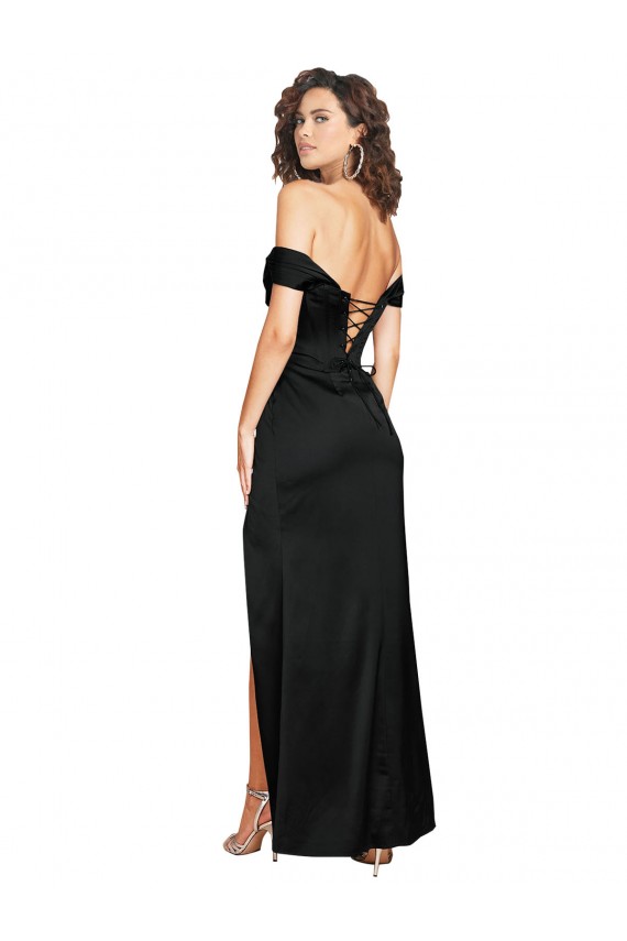 Affordable Sleeveless Sweetheart Silky Satin Black Long Black Tie Prom Dress Canada