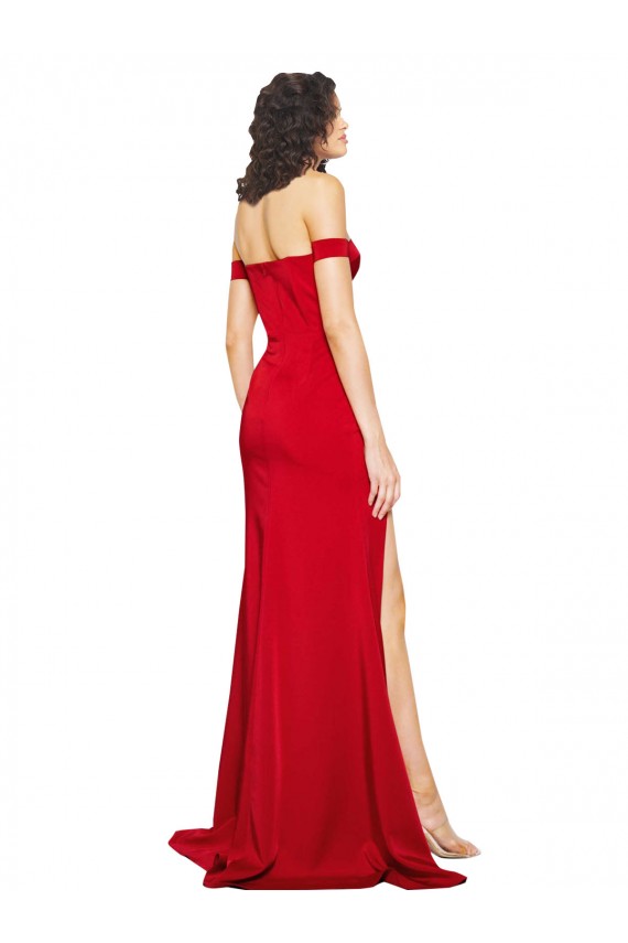 Affordable Sleeveless Sweetheart Silky Satin Red Long Prom Dress Canada