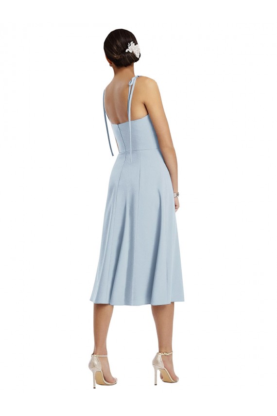Affordable Sleeveless Sweetheart Stretch Crepe Light Sky Blue Midi Length Prom Dress Canada