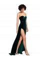 Affordable Sleeveless Sweetheart Stretch Velvet Dark Green Sweep Train Prom Dress Canada