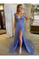 Affordable Sleeveless V-Neck Velvet Sequin Court Train Prom Dress Canada