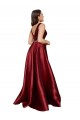 Affordable Sleeveless V-Neck Satin Burgundy Long Plus Size Formal Prom Dress Canada